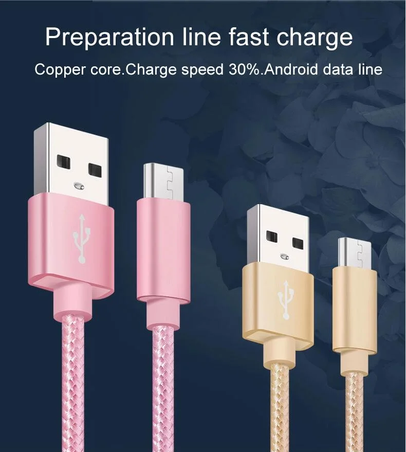 Colorful Fast Charging Charger for Mobile Phone Sync Data Type 5 Pin Micro USB Cable