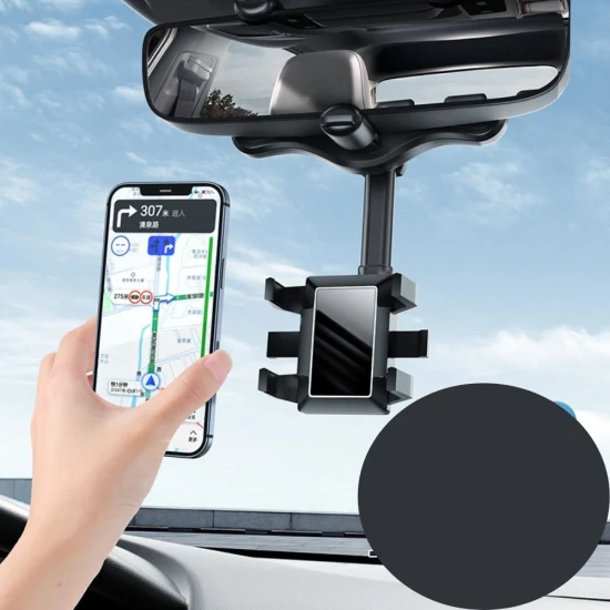 Universal 360 Degree Rotatable and Retractable Car Phone Holder Multifunctional Rearview Mirror Phone Mount for Mobile Phones Wyz20546